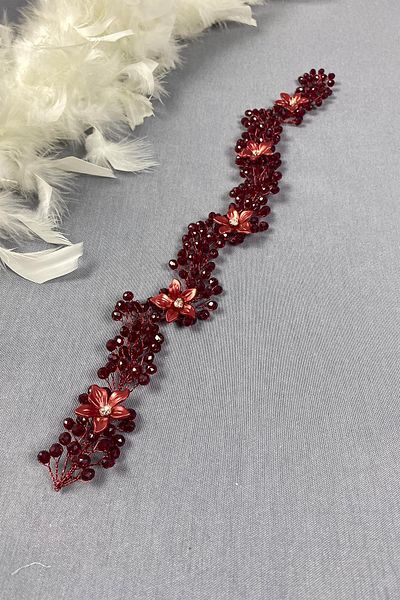 Hayalperest boncuk Crystal Beaded and Jewelled Flower Patterned Bridal Hair and Turban Accessory