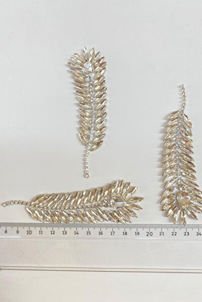 Hayalperest boncuk Büyük Yaprak Desenli Ütüyle Yapışan Parlak Taşlı Aplik