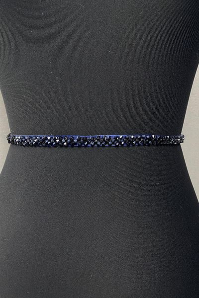 Hayalperest boncuk Navy Blue Crystal Beaded Evening Dress Belt Accessory