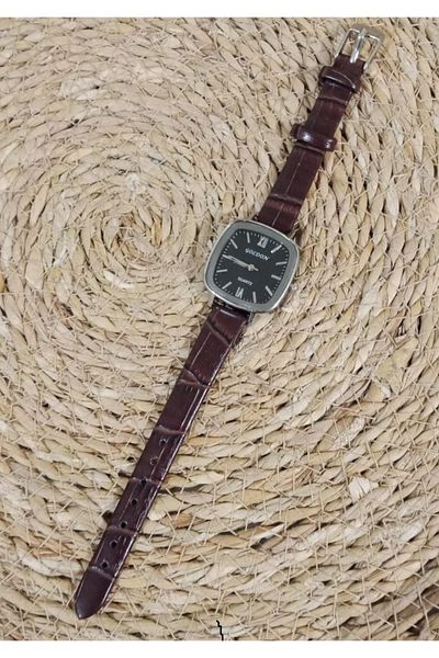Brality Retro Minimalistiki Mining Style Women Wrist Watch - Silver Case Black Dial