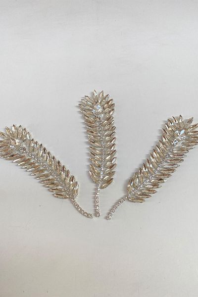 Hayalperest boncuk Large Leaf Patterned Iron-On Shiny Stone Sconce