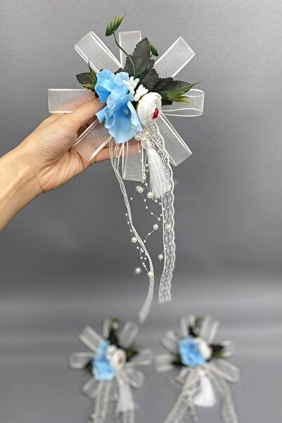 Hayalperest boncuk Bohça Bavul ve Konvoy Araba Süsü 3 Adet Koyu Mavi