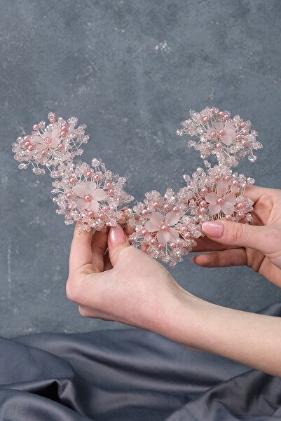 Limelia Simay Çiçek Motifli Gelin Tacı ve Saç Türban Aksesuarı