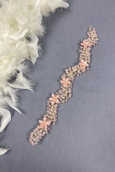 Hayalperest boncuk Powder Jewelled Floral Crystal Beaded Bridal Hair and Turban Accessory