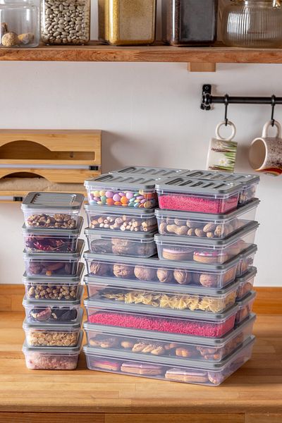 NY HOME Freshbox Set of 24 - Gray Storage Container Suitable for Microwave and Diffraction