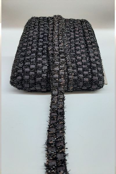 Hayalperest boncuk Black Glitter Leather Strip 2cm