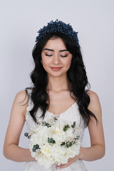 Hayalperest boncuk Μωβ Nilsu με χάντρες νυφικό στέμμα και αξεσουάρ τουρμπάν