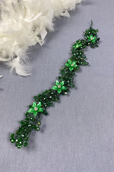 Hayalperest boncuk Crystal Beaded and Jewelled Flower Patterned Bridal Hair and Turban Accessory