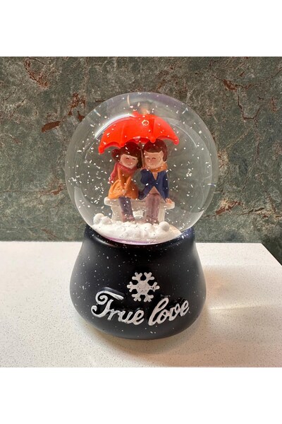 HEDİYEBİZİZ True Love Aşk Işıklı Ve Müzikli Kar Küresi Büyük Boy