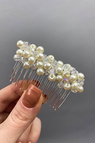 Hayalperest boncuk Accesoriu pentru păr de mireasă cu cataramă cu pieptene Nida