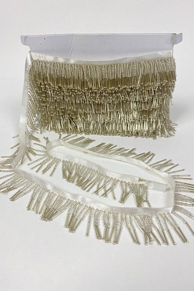 Hayalperest boncuk Pipe And Sand Bead Embroidered Fringe Strip
