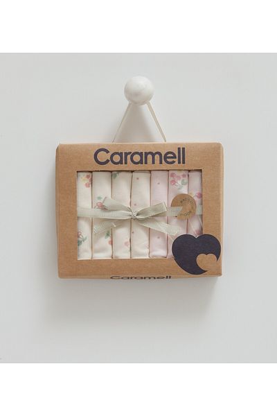 Caramell شيري بيبي - 7 عبوات مناديل مبللة للفم للأطفال 100% قطن ممشط 20x20 سم