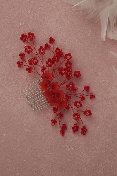 Hayalperest boncuk Bridal Hair Accessory - Flower Beaded Comb Barrette