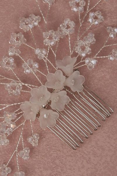Hayalperest boncuk Bridal Hair Accessory - Flower Beaded Comb Barrette