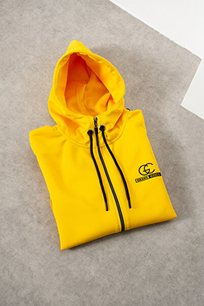 grand coco Ανδρικό κοστούμι αθλητικής φόρμας από ύφασμα Interlock κίτρινο