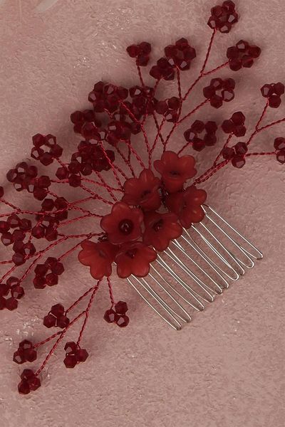 Hayalperest boncuk Bridal Hair Accessory - Flower Beaded Comb Barrette