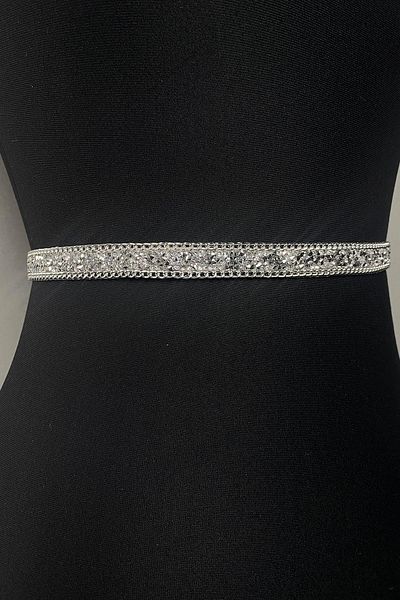 Hayalperest boncuk Curea rochie de seara argintie cu margele stralucitoare - Accesoriu in talie
