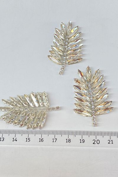 Hayalperest boncuk Thin Shuttle Leaf Pattern Iron-On Shiny Stone Sconce