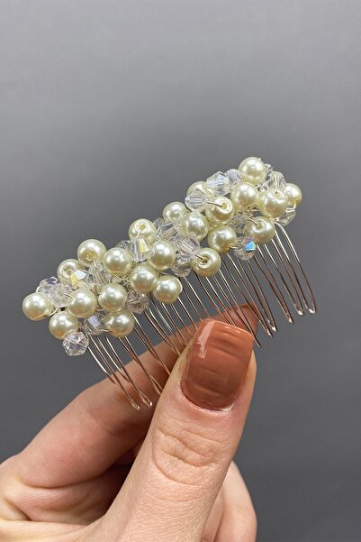Hayalperest boncuk Accesoriu pentru păr de mireasă cu cataramă cu pieptene Nida