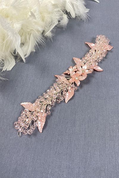 Hayalperest boncuk Bridal Hair and Turban Accessory - Powder Leaf and Crystal Bead Detail