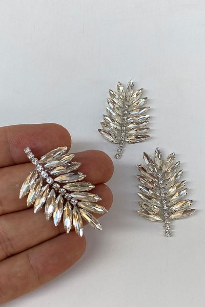 Hayalperest boncuk Thin Shuttle Leaf Pattern Iron-On Shiny Stone Sconce
