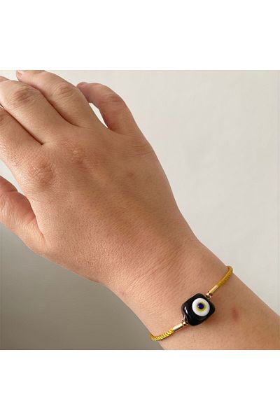 BAE ATOLYE Yellow Glass Evil Eye Beaded String Bracelet - Adjustable