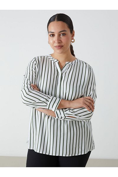 LC Waikiki Lcwaikiki Classic Striped Women's Blouse with Cropped Collar