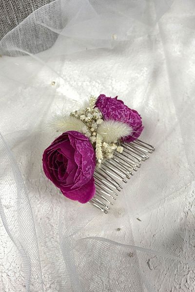 Hayalperest boncuk Accesoriu pentru agrafă de păr din bumbac, cipso și flori artificiale