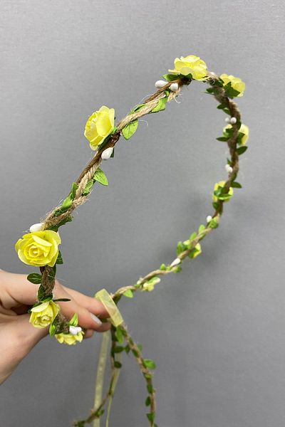 Hayalperest boncuk Paper Bridesmaid Crown with Rose and Leaves and Gift Children's Crown