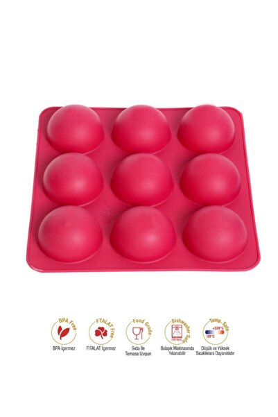 silcap silicone 9'lu Yarım Küre Muffin, Çikolata, Kek Kalıbı, Silikon