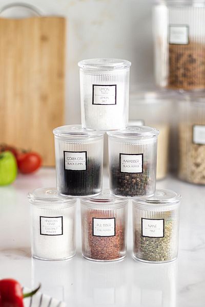 Hangora 6-Piece Baroque Round Spice Jar Set & Storage Container & Food Container (6*250 ml)