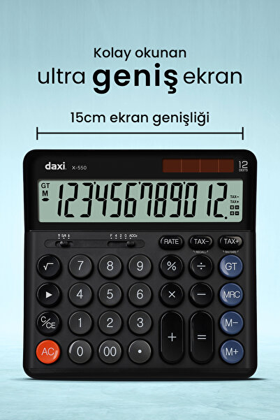 Daxi X-550 ULTRA BÜYÜK 12 HANELİ HESAP MAKİNESİ, 17x17cm
