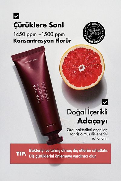 UNPA Unpa Cha Cha Zen Citrus Scent Toothpaste - Vegan, Grapefruit Refreshing, Fluoride, Toothpaste