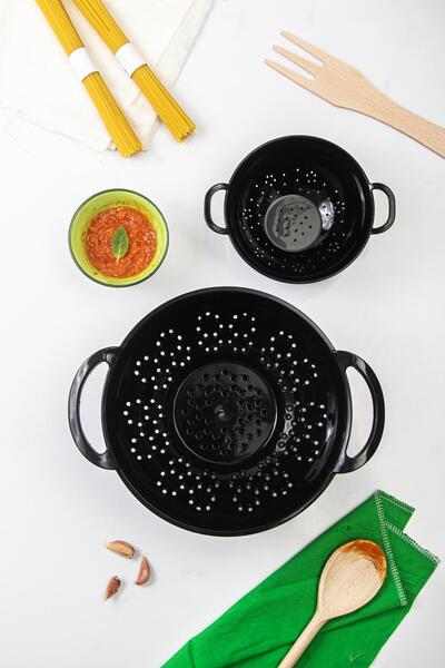 Depa Acrylic Black 2-Piece Strainer Set (Pasta & Rice Strainer)