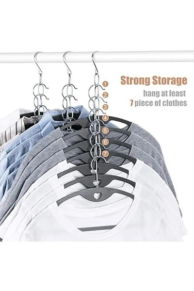 VENON 1Pc 7 Chain Metal Clothes - Chrome Layered Closet and Sturdy Durable Hanger