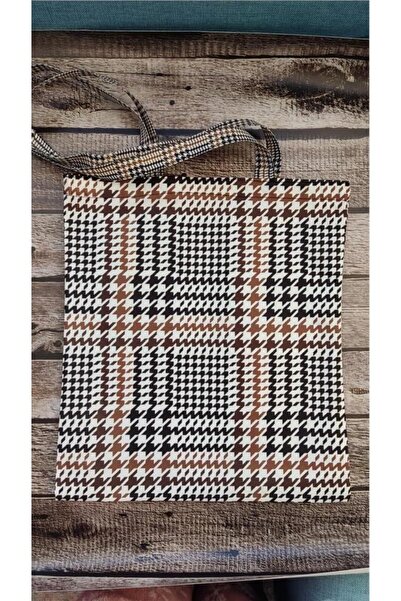 doktorbonem حقيبة قماش مطبوعة مربعات مع حزام كتف