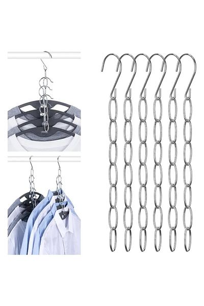VENON 1Pc 7 Chain Metal Clothes - Chrome Layered Closet and Sturdy Durable Hanger