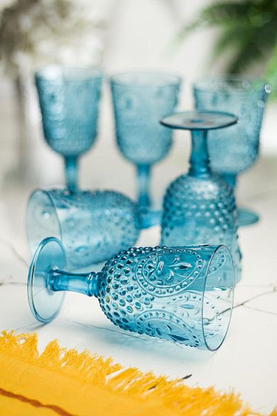 AC BOX Acrylic Aquamarine 6-Piece Glass & Water Soft Drink Coffee Side Cup 450 ml (Not Glass)