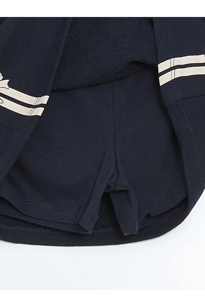 LC Waikiki Lcw Kids Navy Blue Girls' Shorts Skirt with Elastic Waistband Detail