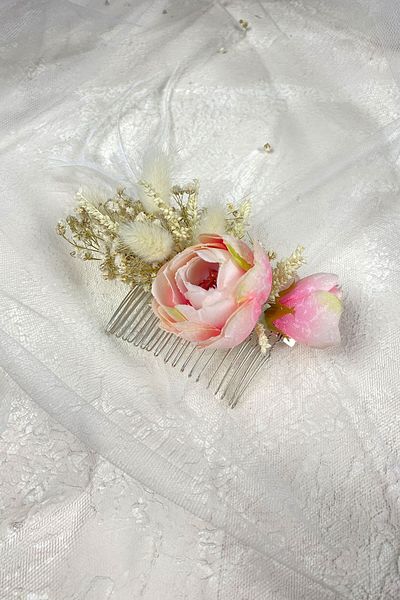Hayalperest boncuk Accesoriu de păr festonat cu pene și flori Cipso
