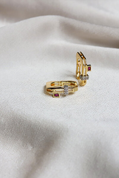 Brillo Premium Series Red Stone Zircon Earrings