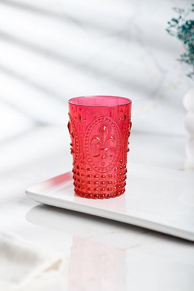 AC BOX Acrylic Red Single Short Cup & Water Soft Drink Coffee Side Cup 400 ml (Not Glass)