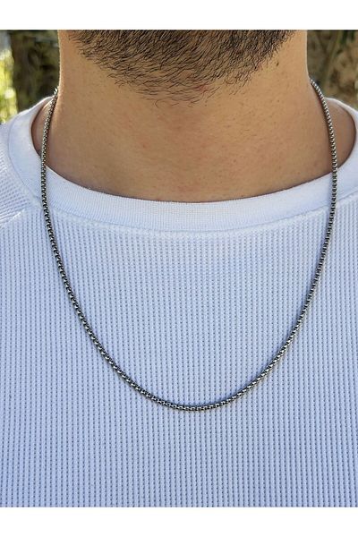 Piercing Market Steel & Silver Men's Steel Twist Model 316 L Stainless Anti-Tarnish Design Necklace