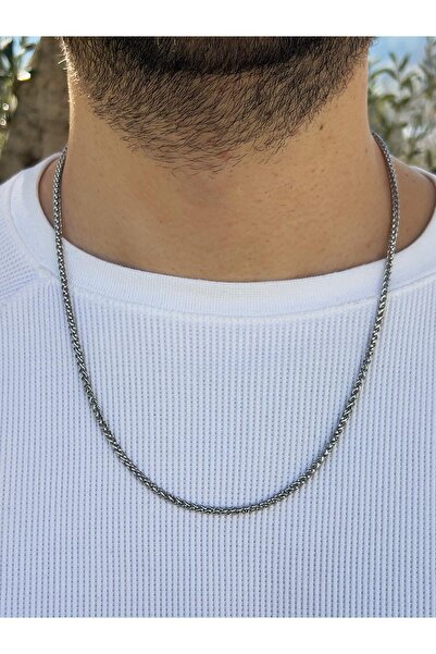 Piercing Market Steel & Silver قلادة رجالية من الفولاذ موديل 316 لتر بتصميم مقاوم للصدأ ومقاوم للتشويه