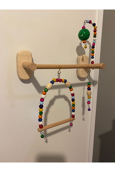 ADAPATİ PET Fun Bird Glass Parkure with 4 Sauges with Swing