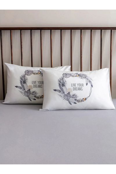 LC Waikiki Lcw Home Mixed Lettering Printed Cotton Pillowcases Set of 2 50X70 cm