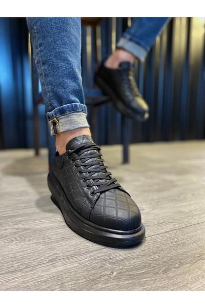 Knack High Sole Casual Shoes 044 QUILTED Black (Black Sole)