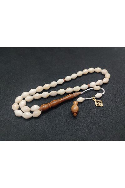İskeçe Exclusive Cemil Master Work with Sketched Hand Boy Kuka Combination Whale Bone Rosary Certified 6841