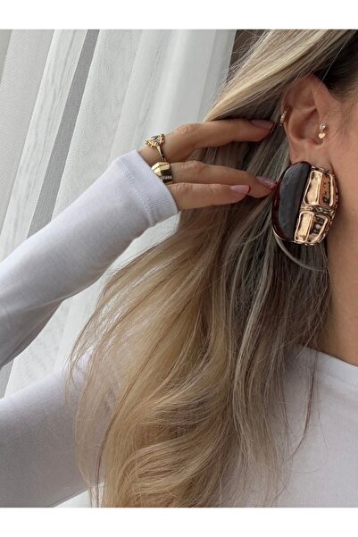 Unzilee أقراط موديل فينتاج باللون البني