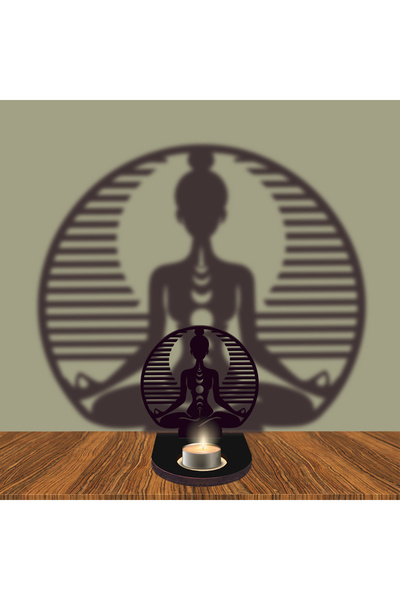 Home Meditasyon Enerji Özel Tasarım siyah Gölge Mumluk 3D ahşap mdf kesim mum...